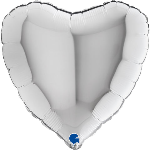 Folieballong Hjärta Silver 45cm