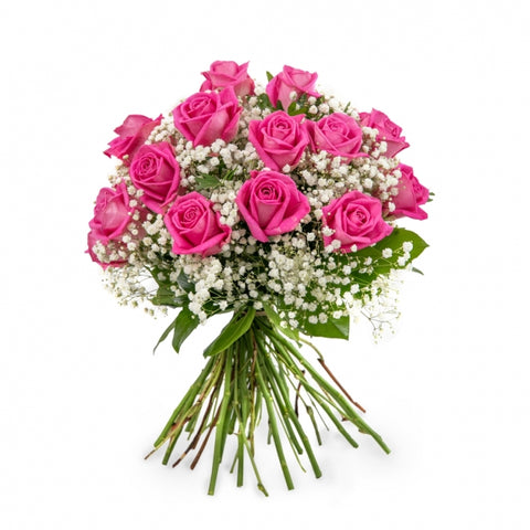 Rosa rosor med brudslöja